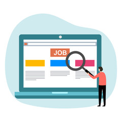 Job search on the internet. Recruitment concept vector illustration.