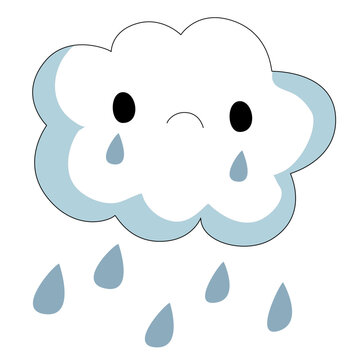 clouds are crying with cartoon character cute for decoration , icon , design