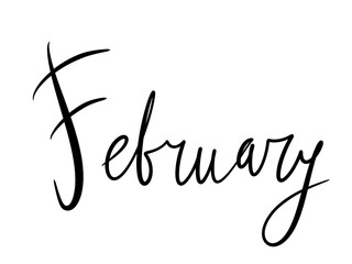 simple design element winter month february black letters lettering cursive stylish decoration calendar ballet journal media