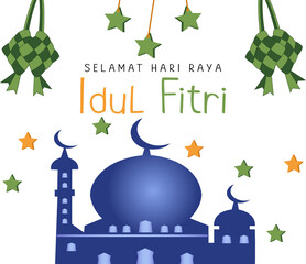 greetings eid al fitr celebration. hari raya aidilfitri illustration
