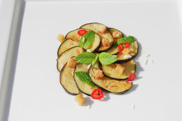 Aubergine Vorspeise Vegetarisch von oben 