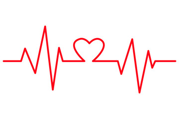 Heartbeat Cardiogram Medical Background Illustration Heart Beat Pulse Wave Hospital Wallpaper EKG ECG Electrocardiogram Pulse Signal Design Love Valentine’s Day  Red Line Vector Illustration PNG 