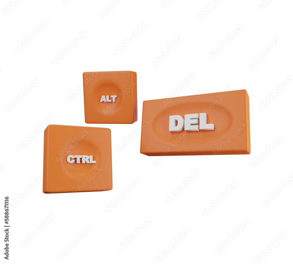 Poster computer keyboard shortcuts with vector buttons 3d rendering 3d illustration