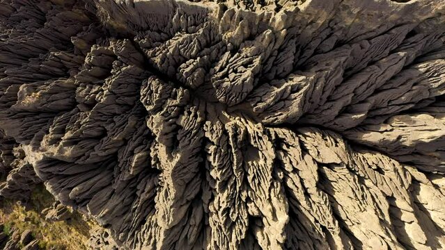 Valle de las Animas Spires. Rock Formation near La Paz, Bolivia. Aerial High Angle View. Drone Flies Sideways
