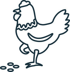 Chicken line icon. Monochrome simple Chicken outline icon for templates, web design and infographics