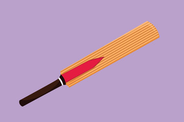 Character flat drawing traditional wood cricket bat. Wooden bat, game of cricket, sport equipment for cricket. Outdoor sport. Competitive and challenging team sport. Cartoon design vector illustration