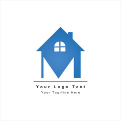 M letter logo with real estate design abstract icon