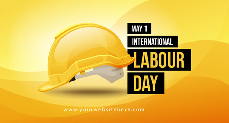 International labour Day May 1 Banner With Safety Helmet Illustration Concept