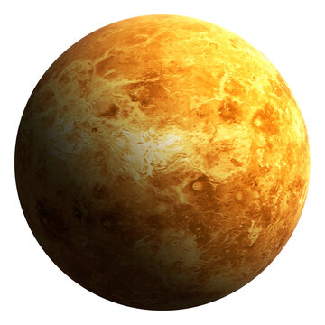 Venus, the planet with the highest surface temperature in the solar system, isolated on transparent background