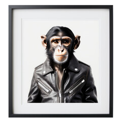 monkey leather jacket. Generative AI.