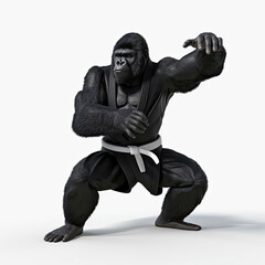 monkey in kimono. Generative AI.