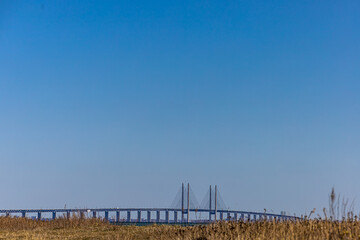 Obraz premium Dragor, Denmark The Oresund bridge between Denmark and Sweden.
