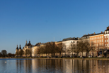 Copenhagen, Denmark The shore of Peblinge Lake and residential buildings