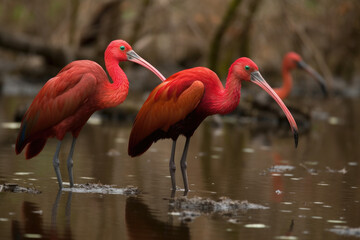 Rare animals of the world red ibis - obrazy, fototapety, plakaty