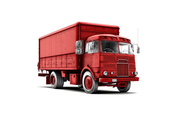 red lorry isolated on white background. Generated by AI