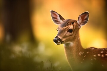 Wild young roe deer in a field