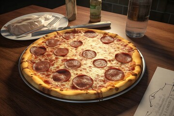pizza on a wooden board, Generative AI
