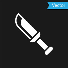 White Military knife icon isolated on black background. Vector