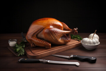 delicious thanksgiving day turkey on a plate, Generative AI