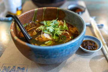 Popular Traditional Vietnamese rice noodle Bun Bo Hue