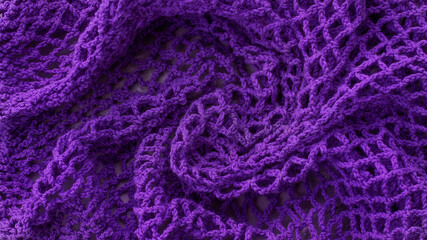 knitted purple wavy fabric mesh string bag