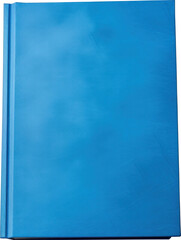 Blue notebook isolated, top view.