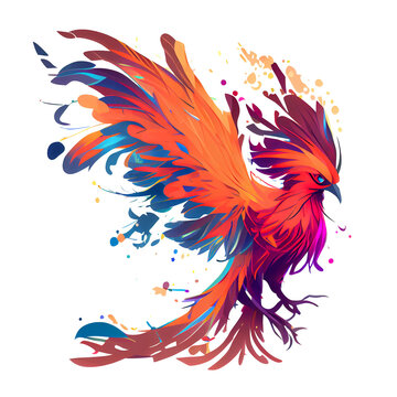 Colorful Phoenix clipart, Phoenix on Transparent background png, sublimation design, t-shirt design, wall mate design, frame design