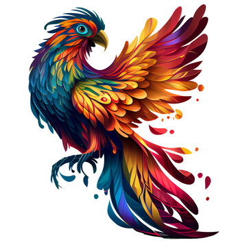 Colorful Phoenix clipart, Phoenix on Transparent background, sublimation design, t-shirt design, wall mate design, frame design
