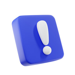 3d exclamation icon sign or attention caution mark. exclamation mark symbol.