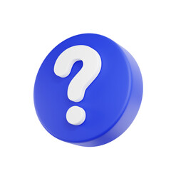 D render Question mark speech bubble icon. Message box with question sign.