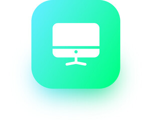 Fototapeta premium Computer icon in square gradient colors. Desktop monitor signs illustration.