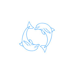 vector illustration of two dolphins