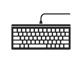 Black Wired Keyboard Isolated Icon Vector Illustration