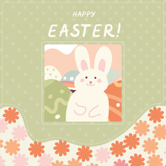 Easter Greeting Card with Bunny, square frame