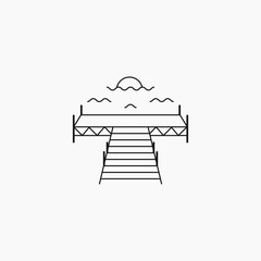 outline docks sign logo design template, line art lake port, lake dock, wood wharf iconic logo business design vector illustration with modern, and minimalist styles. - obrazy, fototapety, plakaty