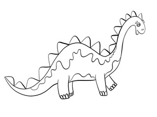 contour line illustration cartoon childish style cute dinosaur funny character cover design element coloring fairy tale print media and postcard