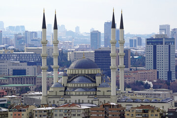 Fototapeta na wymiar Wonderful city view kocatepe mosque in Ankara 