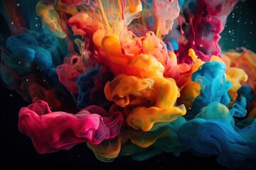 Dynamic Colorful Ink Swirls in Water Abstract Background