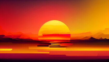 Fototapeta na wymiar Generative AI, Radiant Sunset: A Smooth and Abstract Gradient of Warm Yellows, Oranges, and Pinks