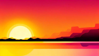 Fototapeta na wymiar Generative AI, Radiant Sunset: A Smooth and Abstract Gradient of Warm Yellows, Oranges, and Pinks