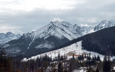 Beautiful mountain landscape. Early spring. Snow-capped mountain top. View towards Rusinowa Polana. Tatra Mountains, Poland © p  a  t  r  i  c  k