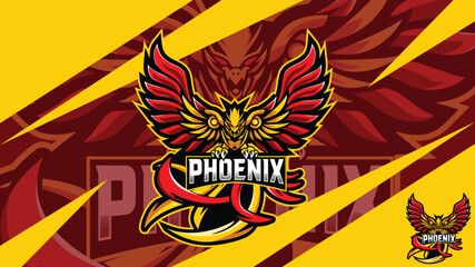 Phoenix  sport e-sport mascot gaming logo template