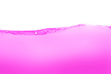 Drink clean pink water in a glass and the bubbles look like splashes and waves.