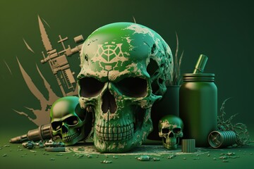Anti terrorism day, Stop the war background with terrorist skull. Created Generative Ai