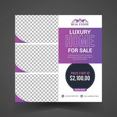 Real estate home for sale social media post template