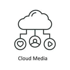 Cloud Media Vector  outline Icons. Simple stock illustration stock