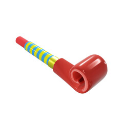 Small colorful plastic Trumpet, Property, birthday, party, for mockup template, Premium Quality, PNG, decoration,  3d, illustration, view render, hd, alpha background, format, new year