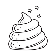 unicorn poop black outline, vector isolated illustration in doodle style