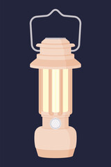Led camping lamp. Portable flashlight. The camp lamp. Vector illustration in the flat style. Isolated on a dark background.