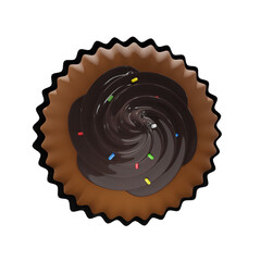 Chocolate Cupcake, food, birthday, party, for mockup template, Premium Quality, PNG, decoration,  3d, illustration, view render, hd, alpha background, format, new year